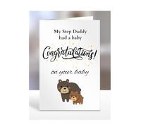 Congratulations on your baby boy, girl, card for Step Daddy present, gifts for men, women, female, male, A5-131_181