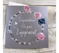 Congratulations on Your Engagement Card, Flowers & Fairy lights design by White Cotton Cards VN13