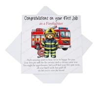 Congratulations on your First Job Firefighter Card, New Job Card for Newly Qualified Firefighter with Poem Verse