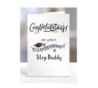 Congratulations on your graduation Step Daddy card present, gifts for men, women, female, male, A5-130_181