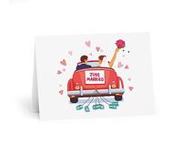 Congratulations on Your Marriage - Just Married - Classic Red Convertible Wedding Card - Perfect for Newlyweds, Anniversary, and Celebrations
