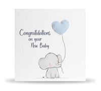 Congratulations on your New Baby Boy Card with 3D Heart Embellishment | Blue Heart 3D Embellishment | Blue Envelope Included | Printed and Hand Finished in the UK