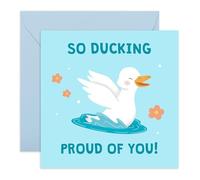 Congratulations On Your New Job Card - So Ducking Proud Of You Duck- Animal Congrats Greeting Card For Husband Wife Son Daughter Boyfriend Girlfriend - Comes With Stickers By Central