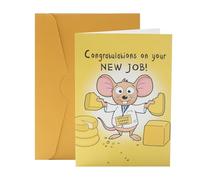 Congratulations on Your New Job - Good Luck in Your New Job Card, Congratulations News Jobs Card with Cheerful Mouse Design, Good Luck Cards for Students Teachers, Congratulations Cards for Women Man