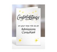 Congratulations on your new role as Admissions Consultant card, for men, women, colleague, boss, manager, supervisor, friend, gifts or presents, A5-222a_12