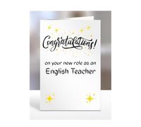 Congratulations on your new role as English Teacher card, for men, women, colleague, boss, manager, supervisor, friend, gifts or presents, A5-222a_277