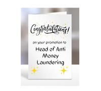 Congratulations on your promotion to Head of Anti Money Laundering, card, gifts, present, for, men, women, colleagues, boss, manager, friend, supervisor, work, A5-236_10