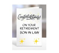Congratulations on your retirement Son In Law Card, Gifts for Men, Women, Presents for Retired Man, Woman or Person, Greetings Card, Retire, A5-124_172