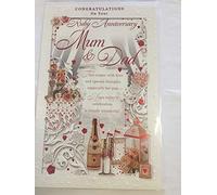 Congratulations On Your Ruby Anniversary Mum & Dad 40th Wedding Anniversary Card Champagne/Lantern Foil Detail Large Card