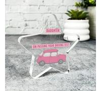Congratulations Passed Driving Test Daughter Pink Car Star Plaque Keepsake Gift - Gift, Custom Present, Trinket, Keepsake Ornament, Acrylic Plaque, Home Decor Gift, Small, Unique Present