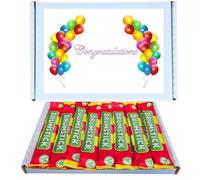 Congratulations Retro Sweet Hamper | Drumstick Chew Bars 24 Pack Box of Classic Retro Sweets Raspberry & Milk Flavour Chewy Bars Nostalgic Candy Treat