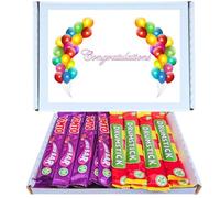Congratulations Retro Sweet Hamper | Drumstick & Vimto Chew Bars 24 Pack Mixed Box Includes 12 Drumstick Raspberry & Milk and 12 Vimto Fruit Flavour Chewy Bars Classic Retro Sweets