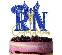 Congratulations RN Cake Topper, 2026 RN Graduation Decorations, Nursing School Survivor, Look at You Becoming A Nurse - Future Nurse Decorations Blue & Gold Glitter