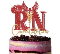 Congratulations RN Cake Topper, 2026 RN Graduation Decorations, Nursing School Survivor, Look at You Becoming A Nurse - Future Nurse Decorations Red & Gold Glitter