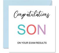 Congratulations Son Cards - On Your Exams - Proud of You Card Congrats Graduation Degree Exam Results School College Exams GCSE A Level Uni, 145mm Well Done Greeting Cards