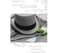 Congratulations To A Great Cousin On Your Big Day Modern Top Hat Design Wedding Day Card