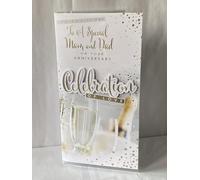 Congratulations To A Special Mam And & Dad On Your Anniversary Celebration Of Love Wedding Anniversary Card Champagne/Flutes/Words 3D/Foil Detail(PRELUDE47278)