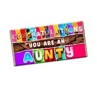 Congratulations you are an Aunty Chocolate Bar Wrapper Novelty Gift present for Marriage Wedding Engagement Birthday Baby shower Christmas (#1360) (without chocolate bar)