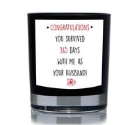 Congratulations You Survived 365 Days With Me As Your Husband Funny 20cl Candle 60 SECOND MAKEOVER Black One Size