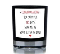 Congratulations You Survived 365 Days With Me As Your Sister In Law Funny 20cl Candle 60 SECOND MAKEOVER Black One Size