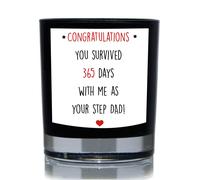 Congratulations You Survived 365 Days With Me As Your Step Dad Funny 20cl Candle 60 SECOND MAKEOVER Black One Size