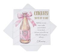 Congratulations You're Off to University Card, Congrats Exam Results Card for Her, A Level BTEC College Results Off to Uni with Poem Verse, Pink Bottle