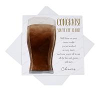 Congratulations You're Off to University Card, Congrats Exam Results Card for Him Her, A Level BTEC College Results Off to Uni with Poem Verse, Beer Glass