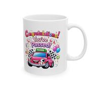 Congratulations You've Passed Driving Test Mug, Ceramic, Novelty Gift, Her, She, Pink Car, 11oz Ceramic Cup
