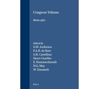 Congress Volume Bonn 1962: 9 (Vetus Testamentum, Supplements)