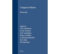 Congress Volume Bonn 1962 (Vetus Testamentum, Supplements)