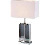 CONGRUI High-end White Square Fabric Crystal Desk Lamp Simple Modern Living Room Office Work Reading Desk Light Bedroom Bedside Counter Kitchen Table Lamp Library Coffee Shop Lighting Fixture