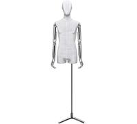 CONGRUI Male Body Retail Mannequins Can Be Adjusted From 62.2 To 78.74 Inches Equipped With A Metal Triangular Base(White)