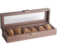 CONGRUI Watch Box Case Wooden Men Jewelry Display Storage Glass Organizer Men(6 Slots)