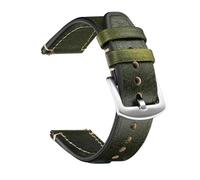 CongYi 20mm 22mm Handmade Head Layer Cowhide Leather Watch Strap Quick Release Universal Replacement Watch Band Wristband(Deep Green silver BK,22mm)