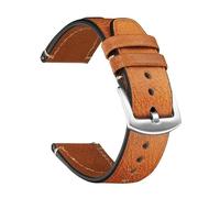 CongYi 20mm 22mm Handmade Head Layer Cowhide Leather Watch Strap Quick Release Universal Replacement Watch Band Wristband(Light Brown silver B,22mm)
