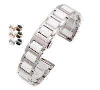 CongYi Ceramic Steel Watch Strap Men Black White Women's Stainless Steel Watch Chain Compatible With Tissot Compatible With Armani 12 13 14 15 16 17 18 20 22mm(Steel-White,17mm)