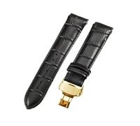 CongYi Compatible With Tissot 1853 Couturier Interface Watchband Butterfly Clasp Male Cowhide Leather Watch Strap Compatible With T035407 T035410 T035617 627(Black-Golden-B1,23mm)