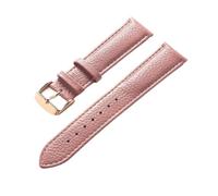 CongYi Genuine Leather Litchi Pattern Soft Leather Strap Men's Ladies Pin Buckle Elephant Grey Apricot Purple Watch Strap Accessories(Lotus root roses,19mm)