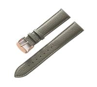 CongYi Genuine Leather Litchi Pattern Soft Leather Strap Men's Ladies Pin Buckle Elephant Grey Apricot Purple Watch Strap Accessories(Elephant Grey Rose,19mm)