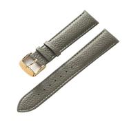 CongYi Genuine Leather Litchi Pattern Soft Leather Strap Men's Ladies Pin Buckle Elephant Grey Apricot Purple Watch Strap Accessories(Elephant Grey Gold,19mm)