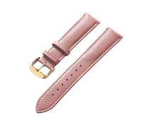 CongYi Genuine Leather Litchi Pattern Soft Leather Strap Men's Ladies Pin Buckle Elephant Grey Apricot Purple Watch Strap Accessories(Lotus root gold,19mm)
