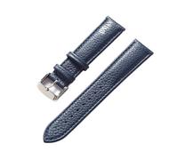 CongYi Genuine Leather Litchi Pattern Soft Leather Strap Men's Ladies Pin Buckle Elephant Grey Apricot Purple Watch Strap Accessories(Royal blue,19mm)