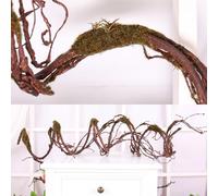 CONGZHANHH 98" Bendable Fake Tree Vines Branch Moss Garland Halloween Decor | Twisted Wall Hanging Artificial Cherry Blossom Reptile Climb Plants Black Twigs Tree Trunk for Outdoor Arch Jungle Decoration