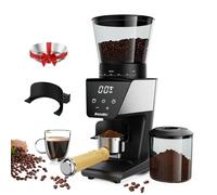 Conical Burr Coffee Grinder,with Touchscreens Digital Timer Display and Portafilter Cradle Electric Adjustable Burr Mill with 30 Precise Grind Setting for 1-12 Cup (BG706+Espresso Dosing)