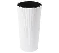 Conical Plastic Plant Pot White 47cm Ribbed Indoor Planter With Insert Home