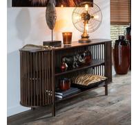 Conie Curved Console Sideboard - Oval - Slatted - Dark Brown - Mango Wood