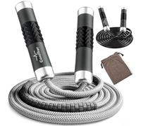 Coniflor Weighted Jump Rope, 1LB Tangle-Free Ball Bearing Rapid Speed Skipping Rope for Men Women, Adjustable 9mm Cotton & PVC Rope with Alum Handle for Boxing MMA Weight-Loss Athletic Workout Fitness