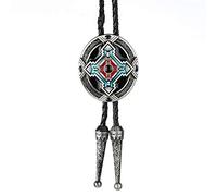 Conijiwadi Retro Style Indian Totem Necktie Clip Leather Braided Rope Bolo Necktie Tie Decorations