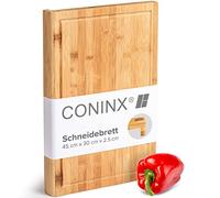 Coninx Wooden Chopping Board 45x30x2.5cm | Bamboo Countertop Cutting Board with Juice Groove for Clean Worktop | Kitchen Table & Worktop Saver | Wood Serving Board with Built-in Lip