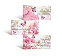 Conipit Pink Floral Wall Art Inspirational Butterfly Canvas Prints Dream Big Stay Positive & Be Brave Quotes, Motivational Farmhouse Bathroom & Living Room Decor 8''x16''x3 (pink)